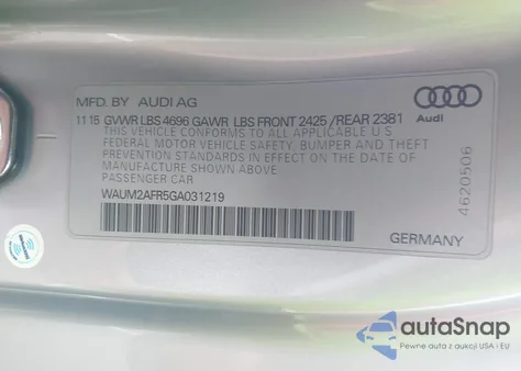 2016 Audi A5 2.0T Premium from USA, damaged, VIN WAUM2AFR5GA031219
